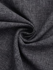 SHEIN Unity 大码女式梭织面料纹理亚麻混纺弹力腰直筒宽松裤，带口袋 - 灰色 - 查看 5