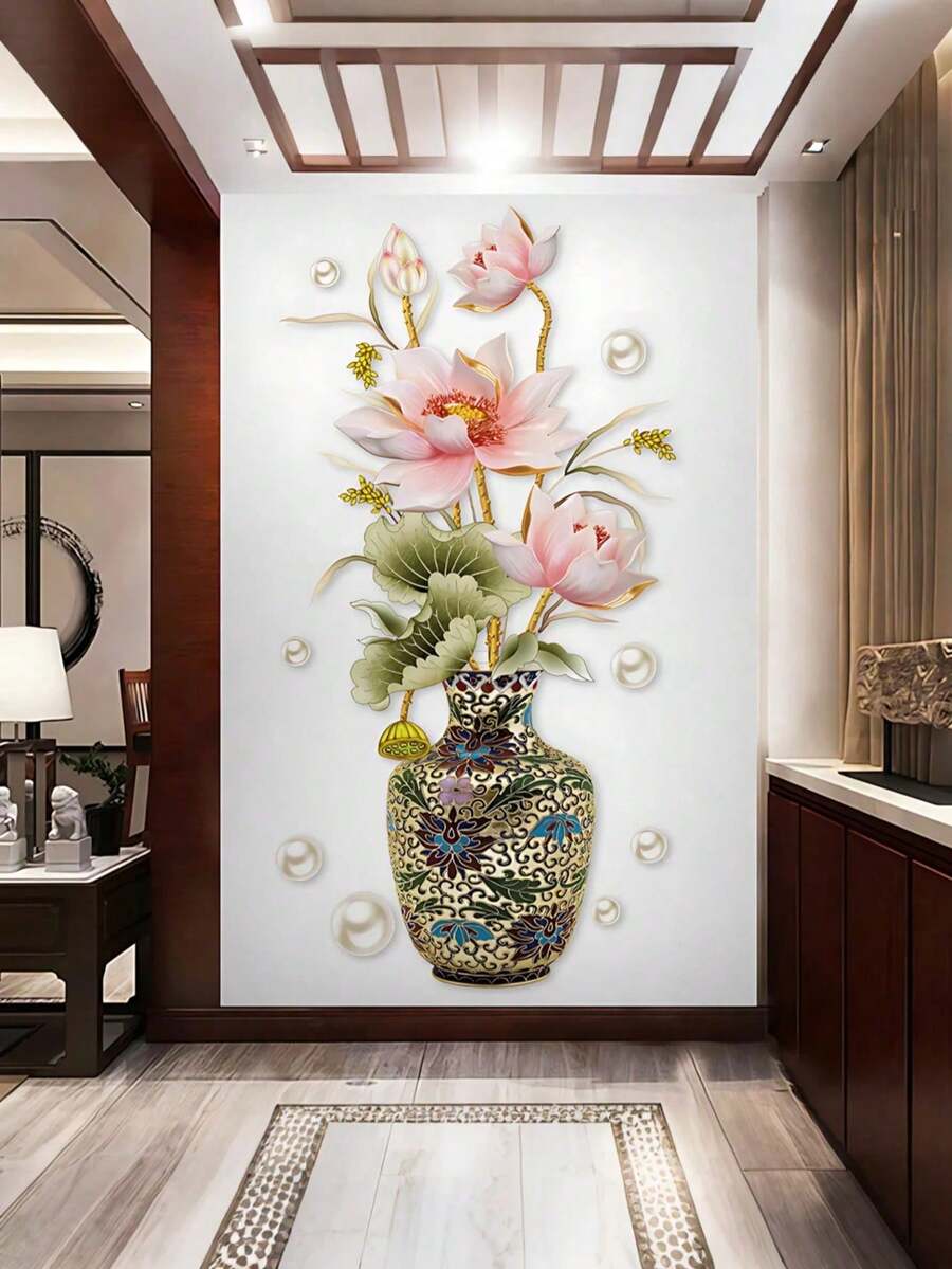 2张花卉花瓶图案墙贴，现代可移除墙贴，家居装饰，贴纸，墙贴，乙烯基贴纸，家居装饰，Rama Decor贴纸礼物，生日毕业墙饰，房间装饰，个性化贴纸 - 彩色 - 查看 1