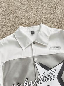 SWAVVY Jaqueta Masculina Casual de Ajuste Folgado de Manga Longa com Abertura Frontal em Couro Sintético