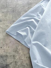 AXEPEAK Men's Knitted Casual Loose Fit Short Sleeve T-Shirt, Fashionable & Everyday Wear - Baby Blue - View 5