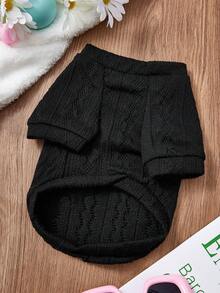 PETSIN 1 Pc Black Pet Knitted Sweatshirt For Autumn And Winter, Dry And Warm Pet Clothes