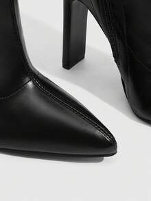 CUCCOO SZL Women's Pointed Toe High Heel Knee-High Boots, Fashion Daily Wear Valentine's Day - Black - View 8