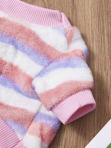 PETSIN 1件粉色条纹彩色宠物透气保暖连帽衫秋冬度假休闲厚宠物服装 - 粉色 - 查看 8