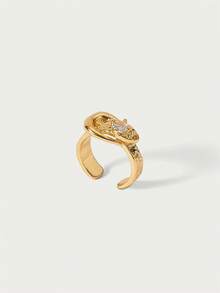 Glisma 18K金女士单枚戒指，服饰，哥特/复古，老钱风，串珠，西部珠宝，金属/纹理，宝石，秋冬，送给妈妈/女士/女孩/母亲，高级，复古，十字架 - 金黃色 - 查看 4