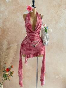 Soleia Váy ngắn hai dây cổ xếp nếp nhiều lớp in hoa cổ điển nhiều màu sắc dành cho nữ, đi nghỉ - Nhiều màu - Xem 6