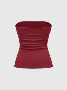 Top mujer stapless cualquier ocasión formal casual trendy corte A femenino - Burdeos - Ver 2