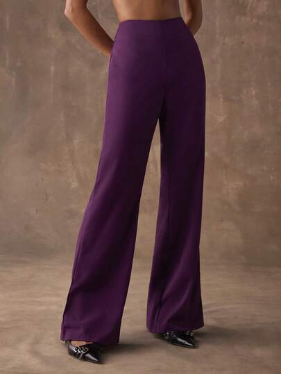 SHEIN BAE Women's Casual Commuter Trousers: Simple, Stylish, And Elegant Flared Pants Perfect For Commuting And Work Attire, Suitable For Daily Professional Wear. Flared Suit Trousers In Autumn/Winter Fashion Colors.