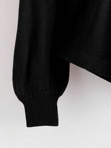 GlowEve New Elegant Button Decor Pullover Sweater, Minimalist European & American Style Fashion Knit Top - Black - View 3