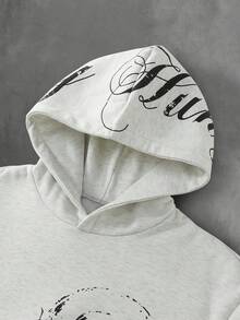 PAVTROS Męski minimalistyczny zestaw z kapturem i spodniami, bluza z kapturem i spodnie dresowe, designerski dres z grafiką Y2K, podszewka termiczna - Szary - Zobacz 4
