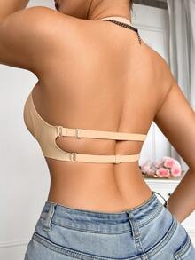 1件裸色贴身女士舒适性感多功能凝胶衬垫不可拆卸衬垫文胸 - 杏色 - 查看 6