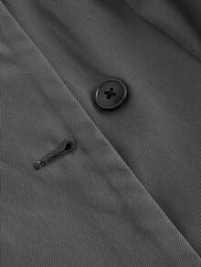 SHEIN MOD 灰色双排扣V领马甲裤套装（两件套），适合办公室穿着，复古优雅风格，学院风，职业装，秋冬季教堂女装 - 深灰色 - 查看 3