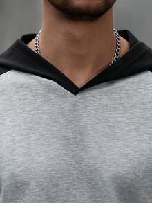 Manfinity CasualCool Men's Casual Contrast Color Hoodie Sweatshirt Men Knit Shirt Plus Size Men Hoodies Men Hoodies Pullovers Mens Hoodies Casual Old Money,Daily Leisure, Weekend Trips, Outdoor Activities, Travel Expeditions, Relaxed Work Environments Or Semi-Formal Occasions, Boyfriend/Husband Gift, Anniversary Gift Party Christmas New Years Wedding - Multicolor - View 8