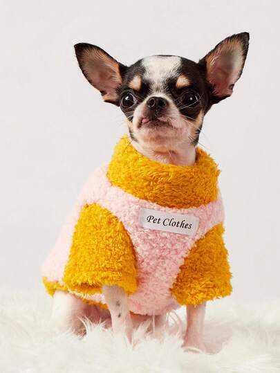 PETSIN 1件宠物猫狗粉色毛衣秋冬比熊约克夏中小型犬羊羔绒刺绣毛衣可拉