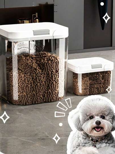 1pc 2.9L/5L/10L/15L Moisture-Proof & Insect-Proof Pet Food Storage Container, Large Capacity Cat/Dog Food Storage Bucket, Airtight Grain Storage For Pets, Transparent Design To Check Remaining Food.