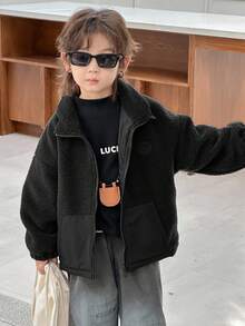 DAZY Young Boys Solid Color, Simple Long Sleeve Jacket - Black - View 5