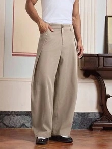 SWAVVY 男士休闲时尚梭织长款设计裤 - 卡其色 - 查看 3