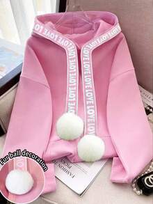 Resyla Women's Autumn/Winter New High-End Minimalist Fleece Hooded Sweatshirt - Pink - View 5