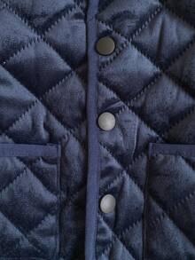 PrepCrw 1 件男婴优雅都市可爱百搭海军蓝菱形图案领夹克，适合日常休闲、外出、聚会、秋冬季 - 藏蓝色 - 查看 9