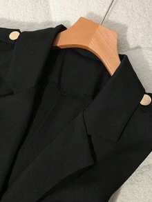 SHEIN PETITE Petite Women Minimalist Sleeveless Commuter Vest Blazer - Black - View 3