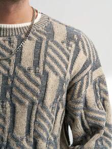 Airaco Knitted Vintage Textured Loose Round Sailor Collar Sweater, For Winter - Multicolor - View 4