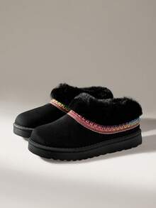 Solecia Giày bốt đi tuyết ấm áp thoải mái cho nữ mặc hàng ngày, mùa thu/đông - màu đen - Xem 2