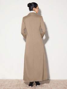 Modelyn Women's Striped Print Double-Breasted Elegant Long Sleeve Abaya