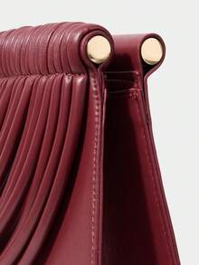 MOTF PREMIUM 垂坠 PU 皮革手提包 - 酒紅色 - 查看 5