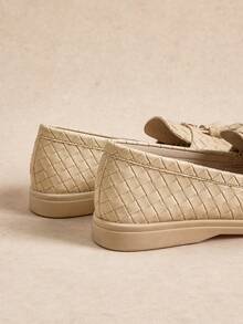 Rosivie Ballerines femme polyvalentes et décontractées avec décoration à franges, style minimaliste pour le travail - Nude - Voir 5