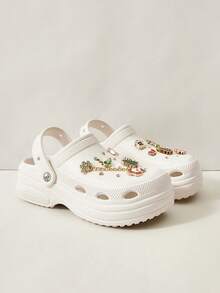 Cuccoo Women's Christmas Decoration Hollow Sandals, Cute & Sweet, Versatile, Thick Sole, Comfortable - White - View 5