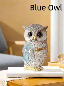 1件猫头鹰雕像装饰品 多功能办公收纳架 卧室现代简约可爱雕塑 猫头鹰爱好者收藏家礼物