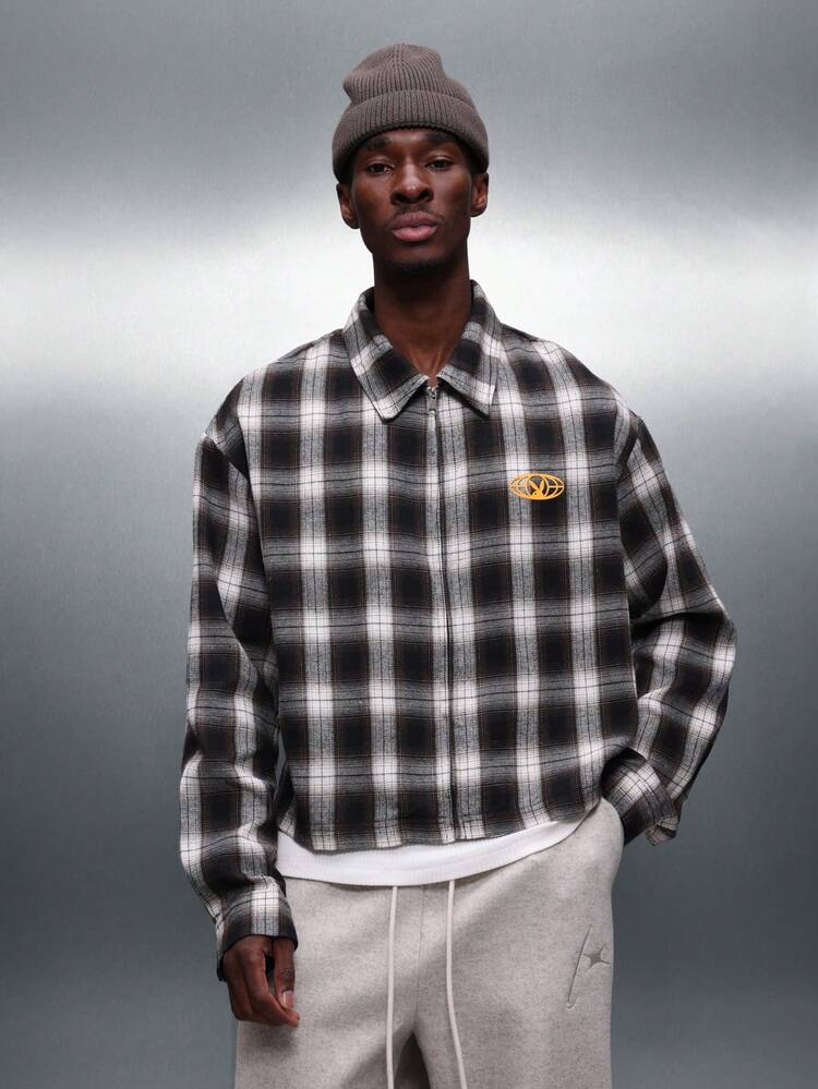 PLAYBOY X SUMWON Cropped Plaid Shirt With Logo