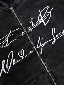 PAVTROS 男士复古时尚长袖连帽拉链卫衣 - 黑色 - 查看 7