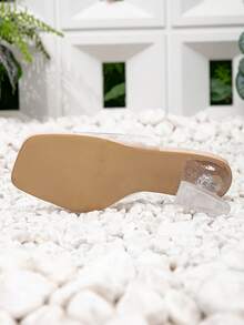 CUCCOO SZL Women's Fashionable Transparent PVC Sexy Crystal Heel Comfortable Mule Sandals - Apricot - View 4