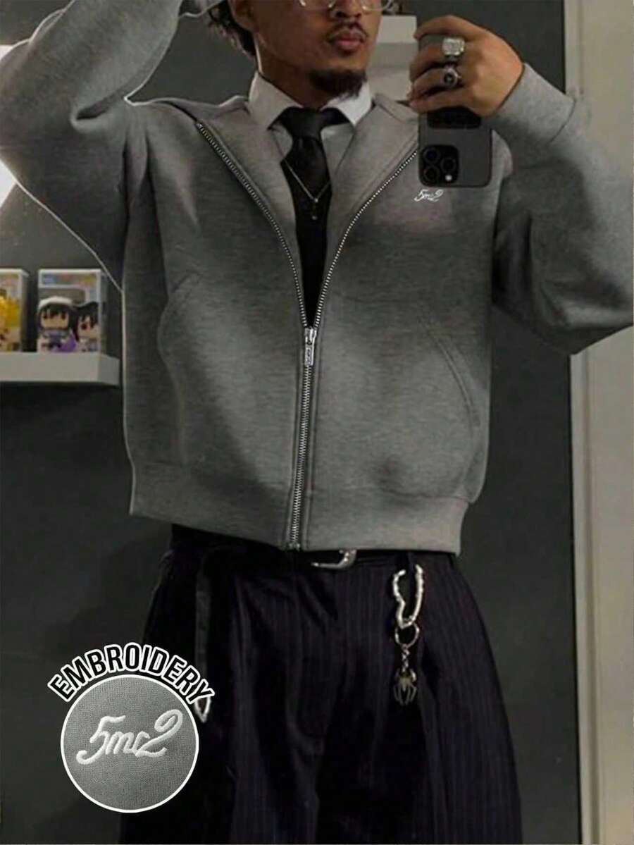 Manfinity Dauomo 男士休闲百搭拉链连帽长袖运动衫，秋季