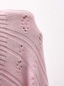Dazy Plus Valentine Elastic Fitted Jacquard Half-Placket Pink Pullover Sweater, Spring/Autumn - Pink - View 8