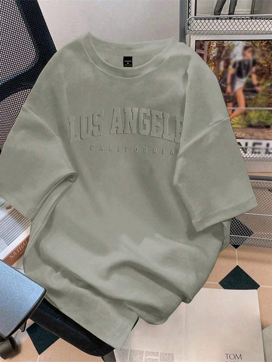 Manfinity Joysei 男士橄榄绿标准版型短袖T恤 - 橄欖綠 - 查看 1