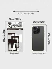 [Postmark Cutout]1pack/20pcs Black & White Film Photography Frame Diy Stickers Scrapbook Supplies School Supplies Valentine DAY, Valentines Wedding, Birthday - Postmark Silhouette - View 3