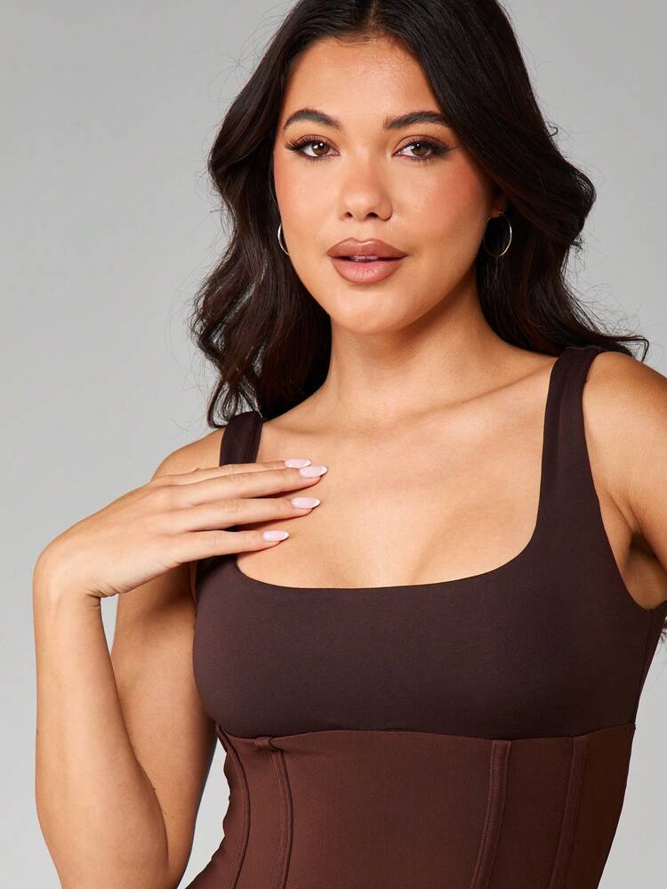 MISSGUIDED Sleeveless Square Neck Bodycon Maxi Dress With Corset Waist Detail And Bust Support For Evening Party