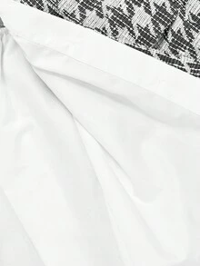 SHEIN MOD 女士二合一黑色收腰长袖荷叶边轻便西装外套，商务休闲，办公室装，优雅，大学生秋冬装 - 黑與白 - 查看 6