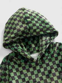 ROMWE MEN Street Life Men's Casual Checkered Print Hoodie Sweatshirt, Autumn/Winter - Multicolor - View 3