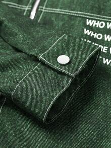 Manfinity EMRG Men's Casual Street Style Long Sleeve Jacket Green Jacket Men Jacket Vintage Jacket Work Jacket Cropped Jacket - Green - View 4