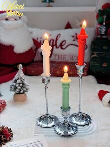 3pcs Of 1 Set Gift Box Set: Santa Claus Pillar Scented Candles, Festive Atmosphere Decorative Ornaments, Holiday Gifts - Santa Claus Candles - Multicolor - View 1