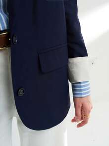 Airaco Women's Fashion Casual Lapel NeckSingle-Breasted Blazer - Navy Blue - View 9