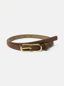 MOTF PREMIUM SLIM GOLDTONE BUCKLE BELT ELEGANT,SCHOOL - Coffee - View 2