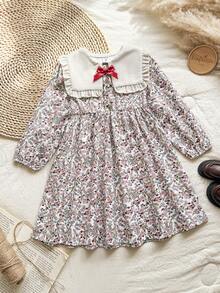 Vintaside Kids 女童春秋季时尚数码碎花衬衫裙，适合温和天气下的户外活动、露营或日常休闲购物 - 彩色 - 查看 5