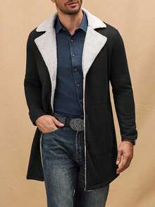 Manfinity Homme 男士秋冬撞色立领休闲针织外套，外出朋友外套，适合送给朋友、丈夫、男友的礼物 - 黑色 - 查看 4