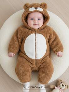 Cozy Pixies Newborn Baby Boy/Girl Thermal Lined Hooded Long Sleeve Jumpsuit, Comfortable & Versatile