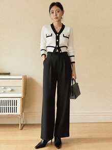 DAZY 休闲百搭通勤纯色直筒裤