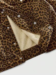 ROMWE MEN Street Life Men's Leopard Print Long Sleeve Casual Loose Fit Jacket - Brown - View 6