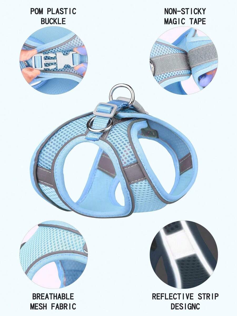 1 Set Breathable And Comfortable Mesh Dog Carrier Vest, Strong Wrapping And Reflective Stripes - Baby Blue - View 1